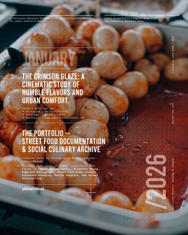 Close-up sinematik telur puyuh balado dengan kilauan saus merah di piring Warteg - PikiranVisual Street Food Archive.