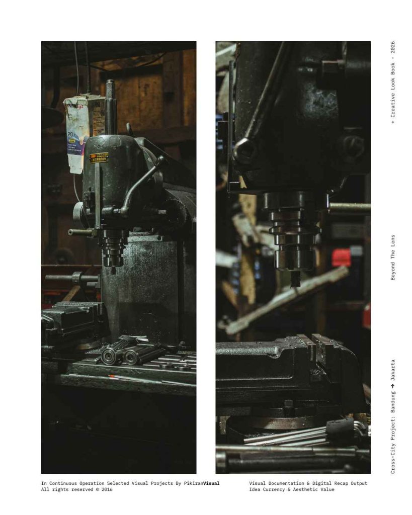 Detail gerigi berkarat dan mesin tua di Pasar Jatayu Bandung hasil foto PikiranVisual.